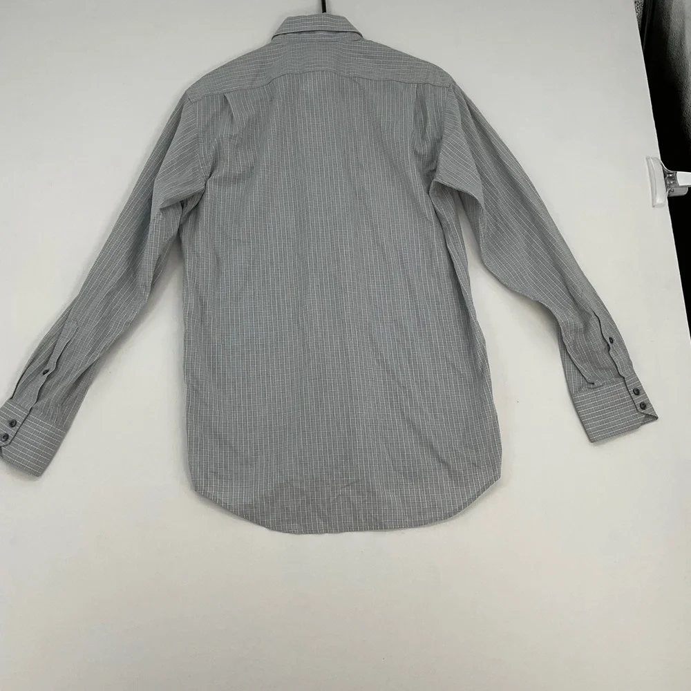 Lacoste Mens Grey Micro Check Button Down Shirt 38 M Long Sleeve‎ Cotton F5182